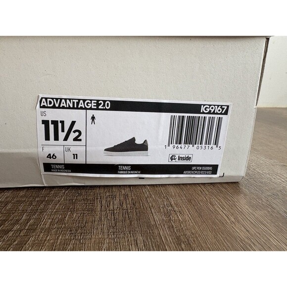 Adidas Men’s Advantage 2.0 Black with White Soles Sneakers Size 11 1/2 With Box - Picture 8 of 8